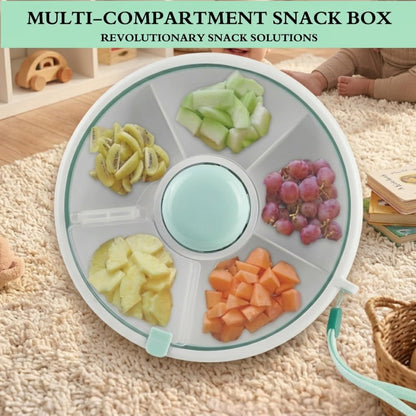 Proudy Portable Snack Spinner Bundle, Food Storage Container, Spinner Box with Rotating Storage, Reusable Kids Snack Container with 5 Compartment Dispenser and Lid, Spinner Box (Light Green)