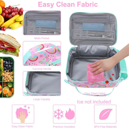 RHCPFOVR Kids Initial Lunch Bag - Insulated Lunch Box for Boys Girls,Washable Lunch Bag and Reusable Toddler Leak-proof Lunchbox for School and Daycare - Colors A