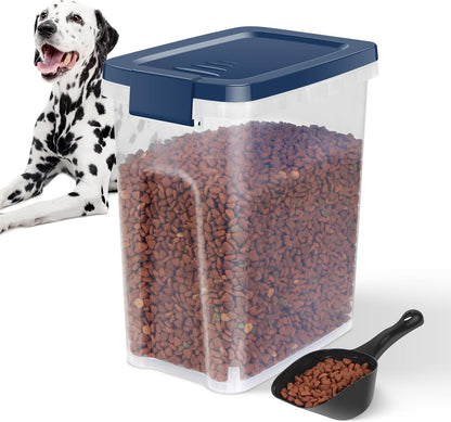 LEAWALK 10Lbs/10.57Qt Airtight Dog Cat Food Storage Container and Dog Treat Containers BPA-Free, PET Clear Stackable Pet Storage Bin, Pop Top, 1-Cup Scoop for Pet Food/Rice/Flour/Bread/Grains