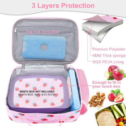 RHCPFOVR Kids Lunch Bag - Insulated Lunch Box for Boys Girls,Washable Lunch Bag and Reusable Toddler Leak-proof Lunchbox for School and Daycare - Colors B