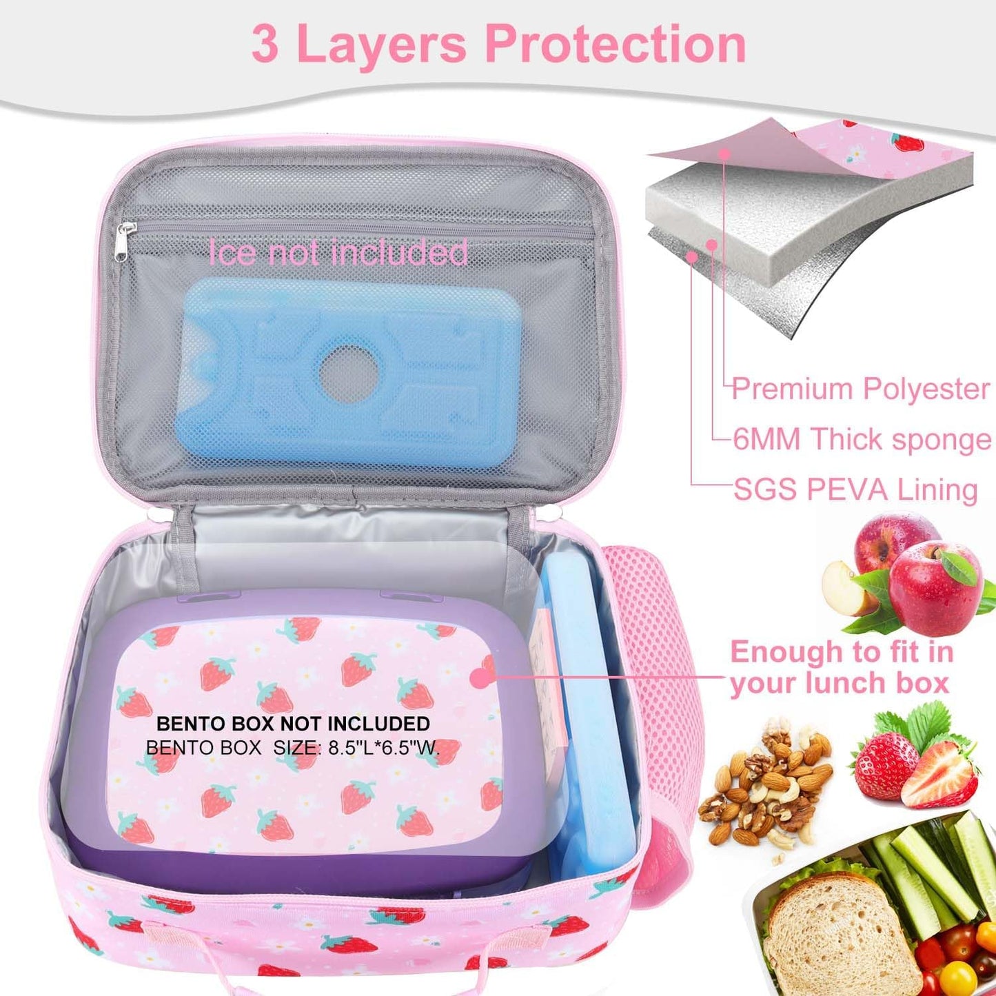 RHCPFOVR Kids Lunch Bag - Insulated Lunch Box for Boys Girls,Washable Lunch Bag and Reusable Toddler Leak-proof Lunchbox for School and Daycare - Colors A