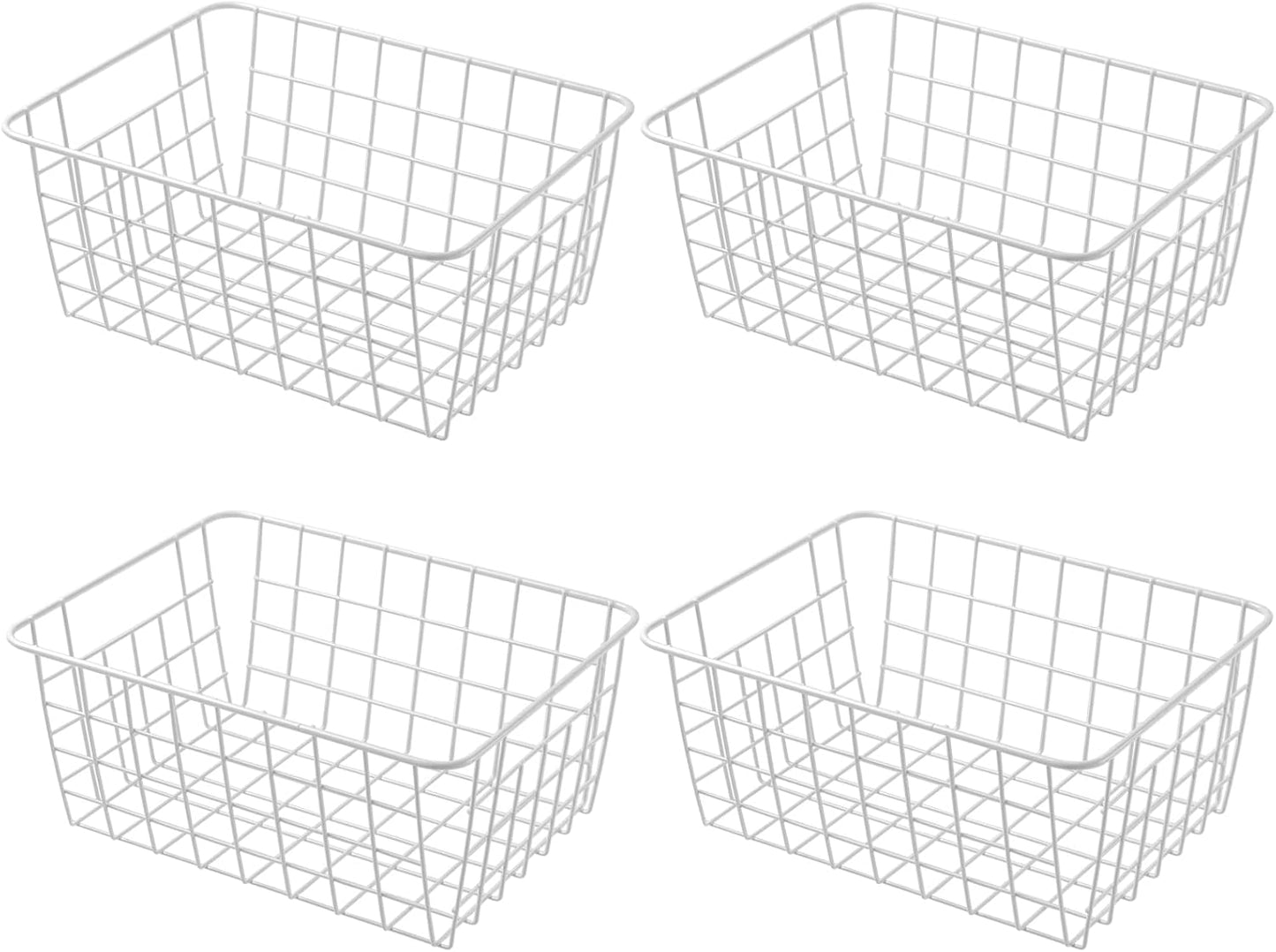 11" Upright Freezer Storage Baskets, Black Wire Storage Bins Small Bakset for Freezer, Pantry, Bathroom Organizing, Set of 2