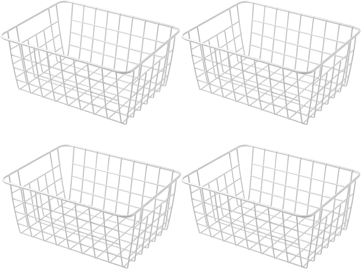 11" Upright Freezer Storage Baskets, Black Wire Storage Bins Small Bakset for Freezer, Pantry, Bathroom Organizing, Set of 2