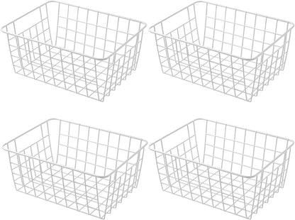 11" Upright Freezer Storage Baskets, Black Wire Storage Bins Small Bakset for Freezer, Pantry, Bathroom Organizing, Set of 2