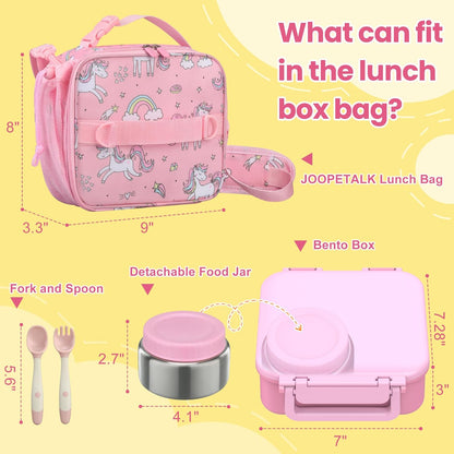JOOPETALK Bento Lunch Box Set for Kids with 9oz Soup Thermo, Insulated Lunch Bag,Leak-proof BPA-free Lunch Food Container with 3-4 Conpartments for School Travel-Blue