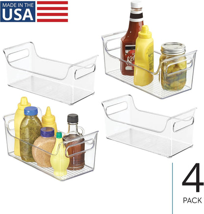 iDesign Plastic Condiment Organizer with Handles, Set of 2, Clear | For Fridge, Made in USA
