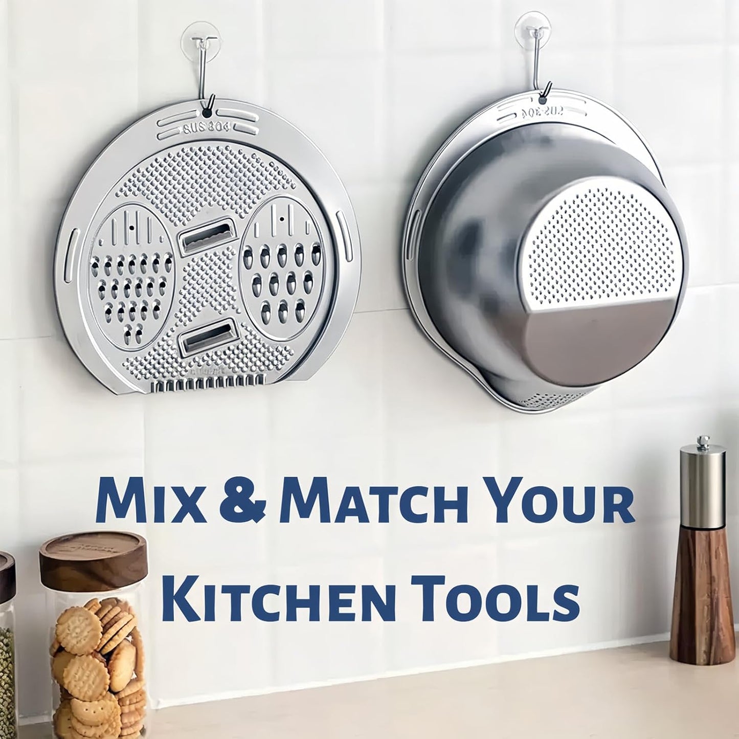 DOPMEP Rice Washer Strainer Bowl, Stainless Steel Colander with Side Drainers - Ideal for Soaking, Washing, Cleaning, and Rinsing Rice, Fruits, Vegetables & Beans, Versatile Kitchen Tool