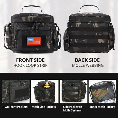 Lunch Box for Men, Tactical Lunch Bag MOLLE Webbing Leakproof Insulated Lunch Cooler Women Adult Meal with Adjustable Shoulder Strap Lunch Pail (Blue)