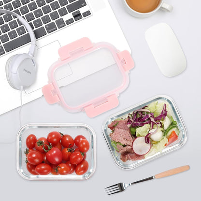 GULFLIN 12 Pack 22oz Glass Meal Prep Containers, Food Storage Containers with Lids, Air-Tight, Leak-Resistant, Freezer to Microwave Safe - Grey Set