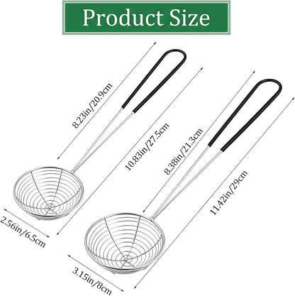 2Pcs Stainless Steel Strainer Spoons Boba Spoon Scoop Hot Pot Strainer Spoons Ladle Wire Cooking Skimmers Spoon