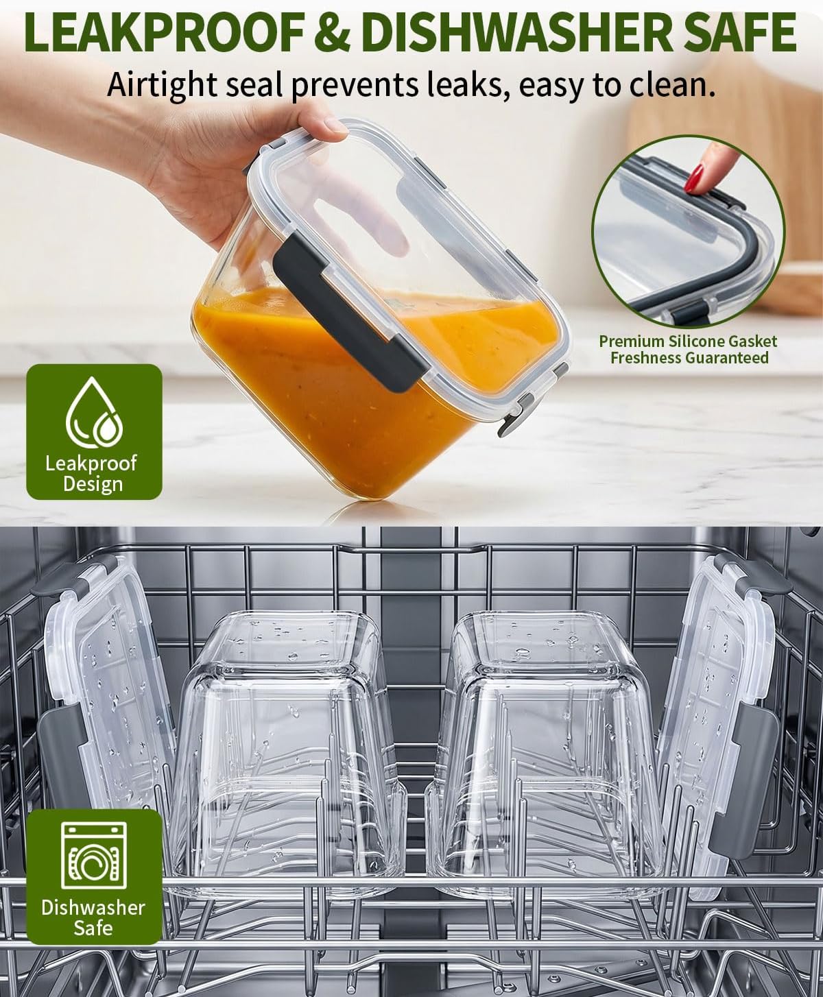 Ankou Airtight Food Storage Container Sets with Lids 6Pcs Pop Containers for Kitchen Pantry Organization BPA-Free Stackable Kitchen Storage Containers for Cereal Flour Sugar (0.5, 1.2, 1.8qt)*2
