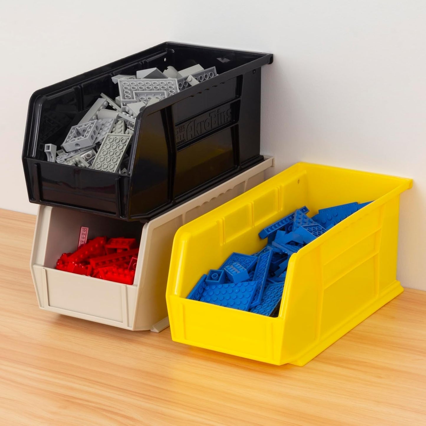 Akro-Mils 30230 AkroBins Plastic Storage Bins, Space-Saving Stackable Bins for Garage, Pantry, Craft Organization, 10.5 "L x 5.5 "W x 5"H, Blue, 12-Pack