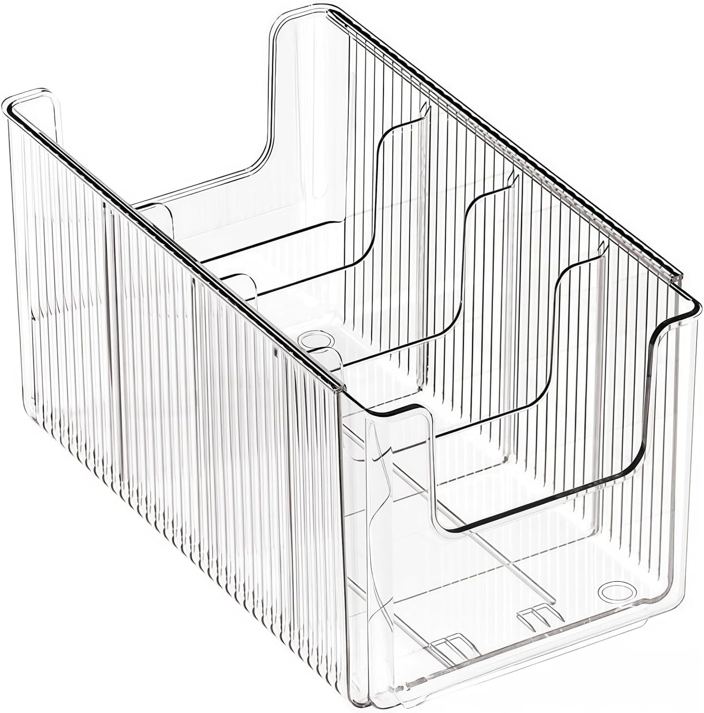 Foldable Storage Bins, Clear Expandable Boxes for Organizing, Adjustable from 9.65-16.93" Drawer Organizers Separators Dividers for Bedroom Kitchen Utensils Tools Closet