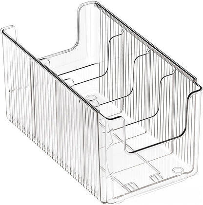 Foldable Storage Bins, Clear Expandable Boxes for Organizing, Adjustable from 9.65-16.93" Drawer Organizers Separators Dividers for Bedroom Kitchen Utensils Tools Closet