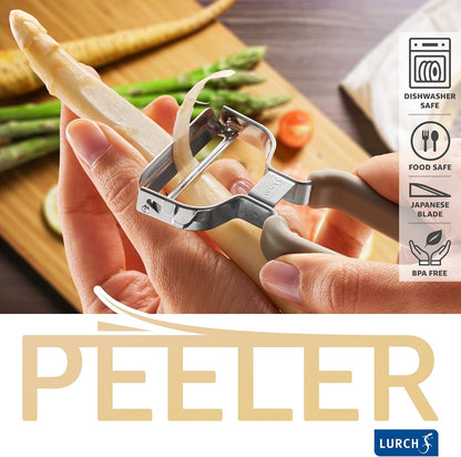 Lurch Germany Julienne Vegetable Y Peeler 5.1 x 2.3 Inches / 13 cm x 6 cm | Stainless Steel Cutter & Slicer for Carrot, Potato & Apple | Veggie Zoodles Maker | Non-slip Comfortable Handle - Black