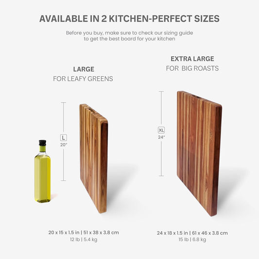 Teakhaus Edge-Grain Teak Wood Cutting Board with Grip Handles, Extra Large