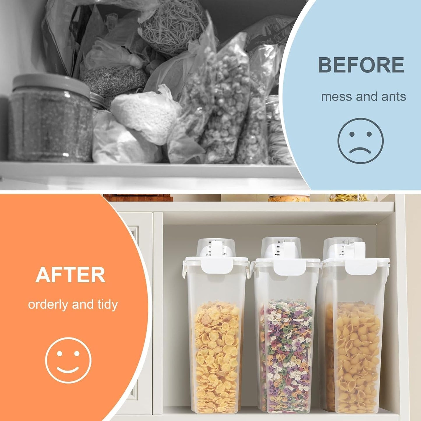 Dog Cat Food Storage Container, Pet Food Pourable Container Airtight with Large Spout & Cup, BPA-Free Plastic Food Dispenser for Pet Food, Bird Seed, Rice, Flour (Dark Gray, 2.5L)