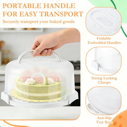 10 Inch Cake Carrier with Lid and Handle, Round Cake Container Cake Cover with 10 Inch Cake Boards & Cupcake Carrier, Portable Cake Holder with Lid for Transport Pie Nuts Fruit, Green