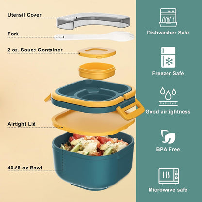 PEDECO Stackable Stainless Steel Bento Box with Insulated bag,Adult & Kids Luch Box,Leak-Proof,1-Tier Bento box,Lunch Box With Portable Sauce Pod and Cutlery-for Teens/Toddler,Dishwasher Safe,Blue