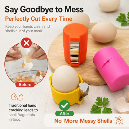Handheld Egg Shell Opener, Eggshell Separator and Cutter, Food Grade PP Stainless Steel Egg Topper Cutter for Chicken Duck Eggs, Portable Lightweight Kitchen Gadget for Home Cooking Baking (orange)