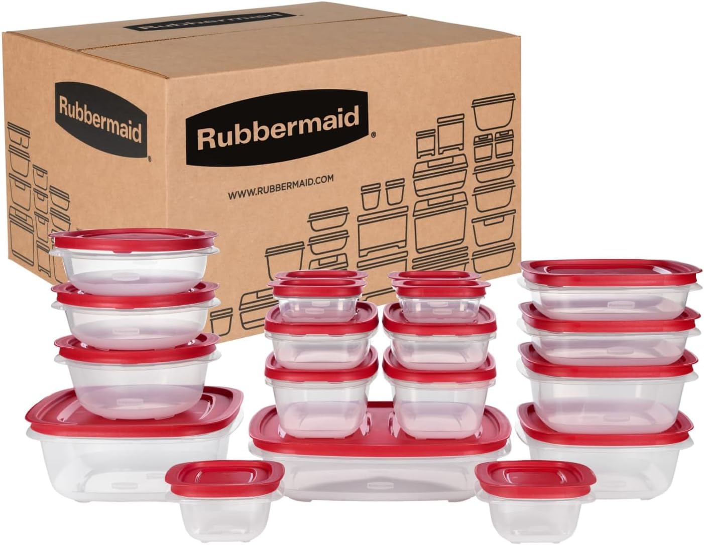 Rubbermaid EasyStore Large Containers, 18-Piece Set, Food Storage Containers with Lids