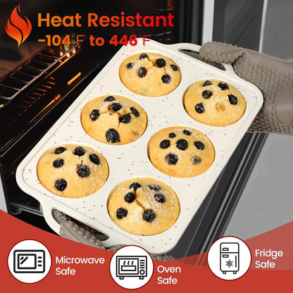 CAKETIME Mini Muffin Pan, Metal Reinforced Frame Mini Cupcake Pans 24 Cups Nonstick Muffin Silicone Molds with Handle for Baking Muffins, Cupcakes, Egg Bites 2 Pack