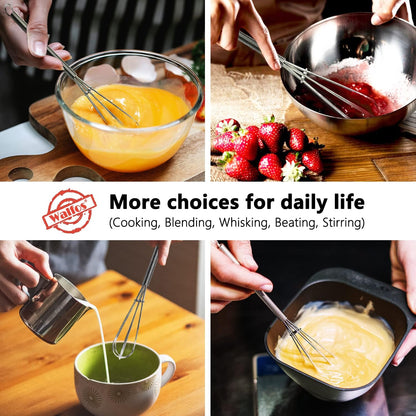 Walfos Silicone Whisk,Stainless Steel Wire Whisk -Heat Resistant 480°F Kitchen Whisks for Non-stick Cookware,Balloon Egg Beater Perfect for Blending,Whisking,Beating,Frothing & Stirring,Black