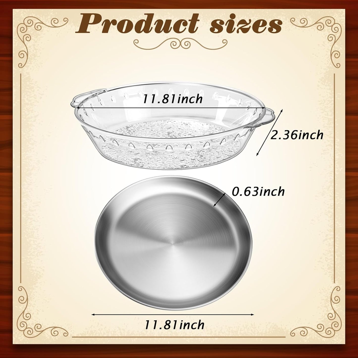 Baderke 3 Set 11.8" Chilled Serving Tray for Parties with Compartments Ice Chilled Party Platter Charcuterie Serving Board Cold Dish Dip for Fruit Seafood Vegetable Shrimp Cocktail (Gold)