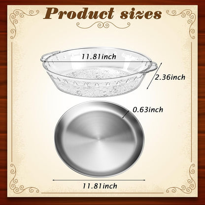 Baderke 3 Set 11.8" Chilled Serving Tray for Parties with Compartments Ice Chilled Party Platter Charcuterie Serving Board Cold Dish Dip for Fruit Seafood Vegetable Shrimp Cocktail (Gold)