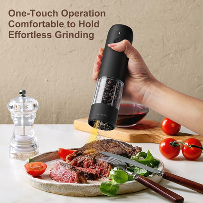 Ultrean Electric Salt and Pepper Grinder Set, Rechargeable,Matte Black