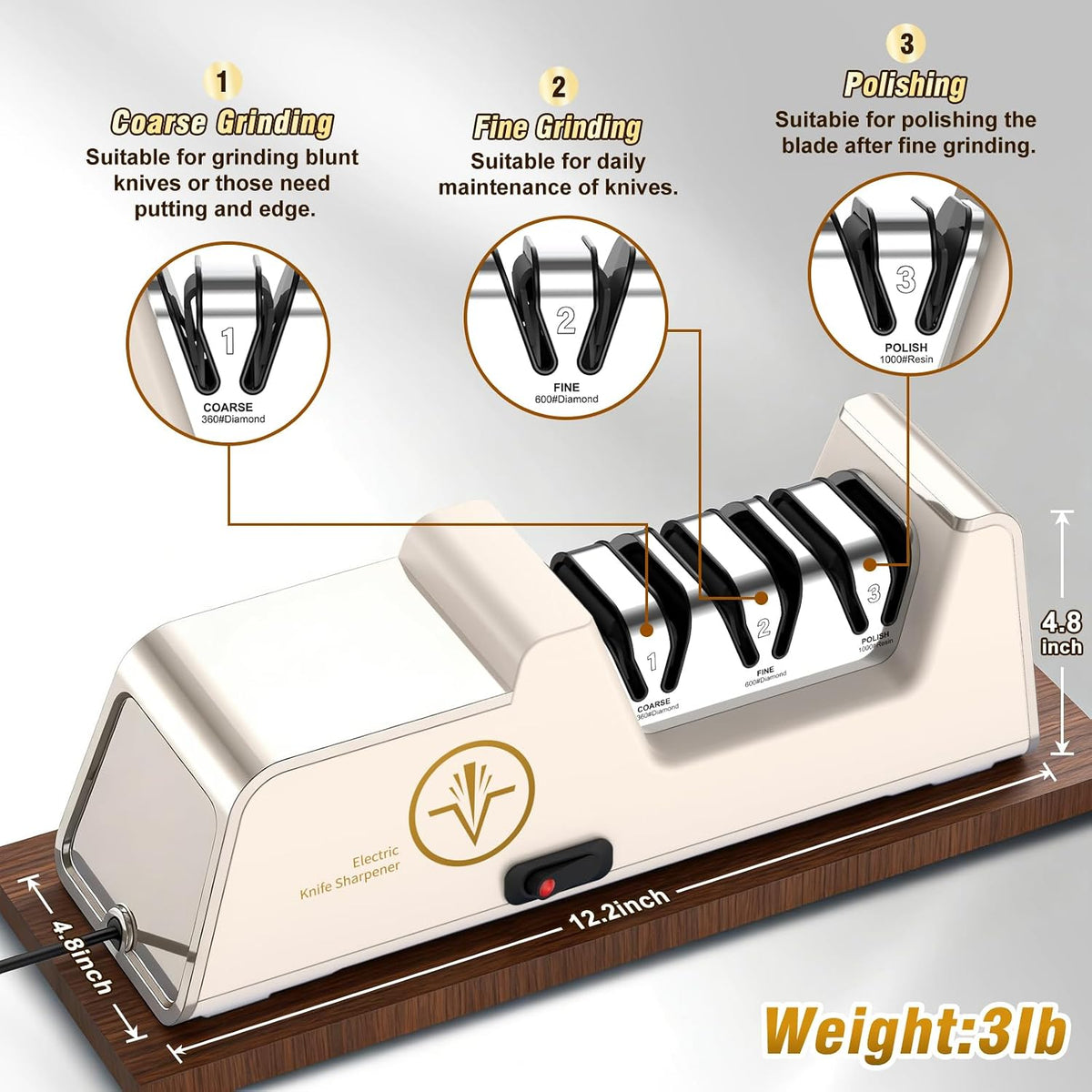 VIDOME Professional 3-Stage Electric Knife Sharpener
