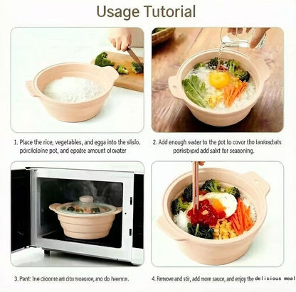 Collapsible Silicone Microwave Vegetable Steamer with Removable Steam Rack,42oz Heat-Resistant Cooker with Steam Holes,Easy to Store Freezer Dishwasher Safe,BPA Free (Grey)