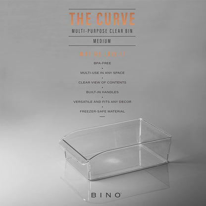 BINO | Plastic Storage Bins, Small | THE CURVE COLLECTION | Multi-Use Organizer Bins | Storage Containers Kitchen, Pantry and Home Organization | Fridge Organizers | Pantry Organization and Storage