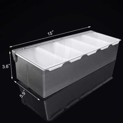 New Star Foodservice 48025 Stainless Steel Condiment Dispenser with 4 Compartments (NO ICE Tray Included)
