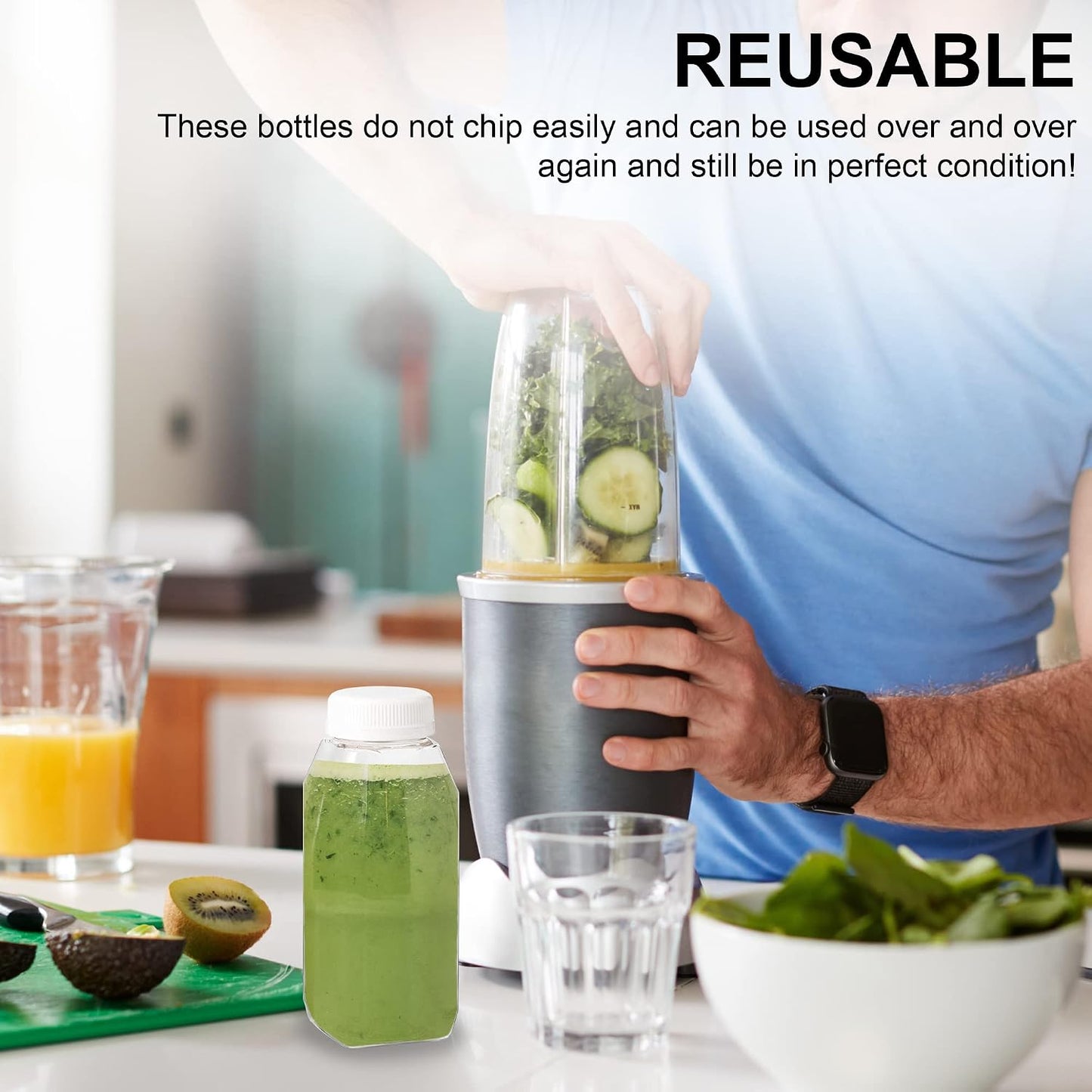 MT Products PET Plastic Juice Bottles 16 oz. - Clear Take-Out Containers (Pack of 12) - Made in USA