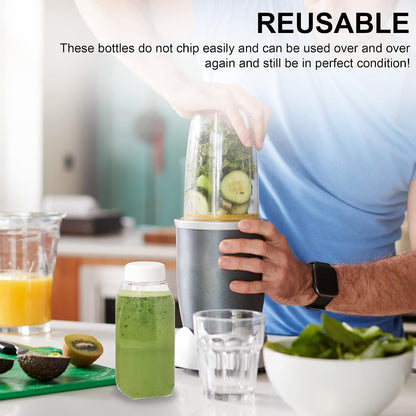 MT Products PET Plastic Juice Bottles 16 oz. - Clear Take-Out Containers (Pack of 12) - Made in USA