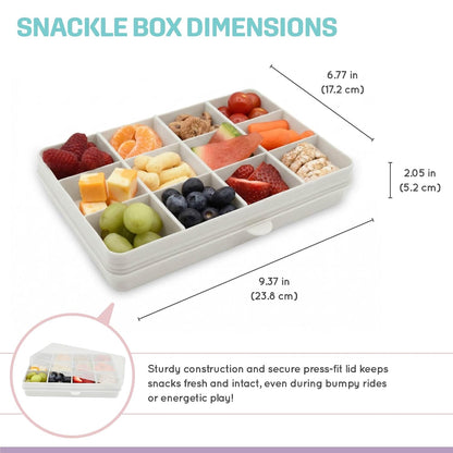 melii Snackle Box |12-Compartment Snack Container with Removable Dividers, BPA-Free Food Storage for Travel, School & On-the-Go Snacks, Kids & Family Organizer (Grey)
