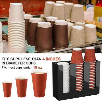 Coffee Cup Dispenser, Cup and Lid Organizer fits 5 to 16 oz Disposable Cups