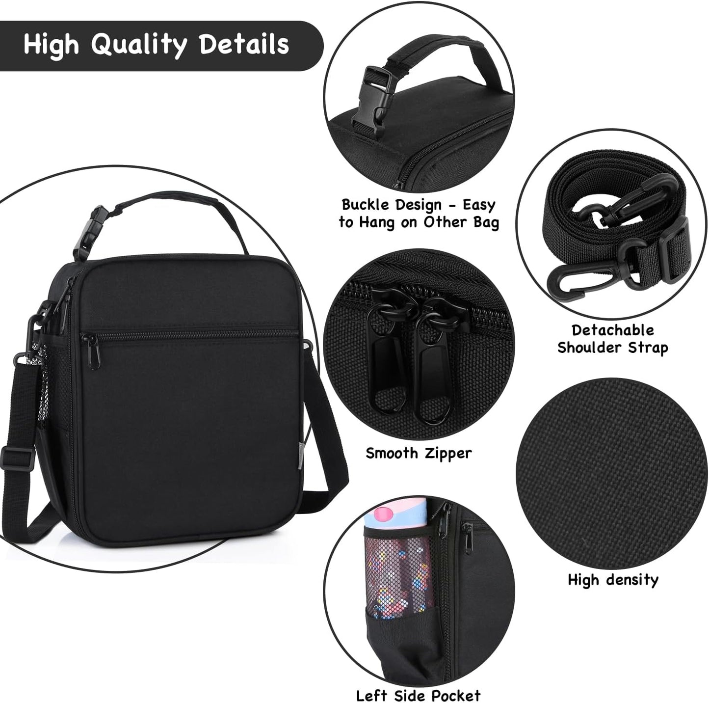 Kids Insulated Lunch Box Bag, Thermal Picnic Cool Bags with Adjustable Strap for Adults Children Women Men Boys Girls School Work (CAM-Blue)