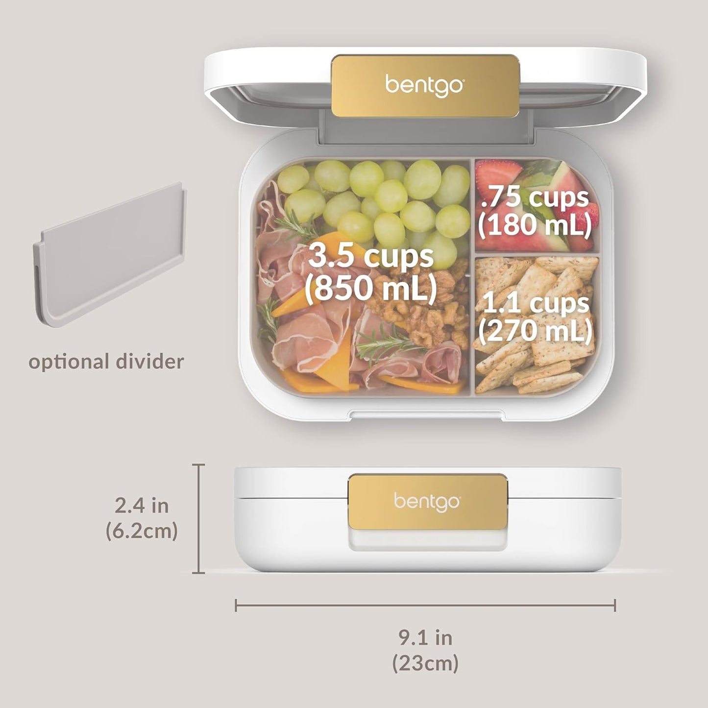 Bentgo Modern - Adult & Teen Bento Lunch Box; 3-4 Compartments, Leak-Resistant, 5.5 Cup Capacity/44 fl oz, Improved Locking Clips, Reusable, BPA-Free, Dishwasher/Microwave Safe Tray (Dark Gray)