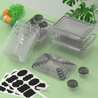 36-Piece Food Storage Containers with Lids(18 Container & 18 Lid), Plastic Food Containers for Pantry & Kitchen Storage and Organization, BPA-Free, Leak Proof, Reusable with Labels & Pen