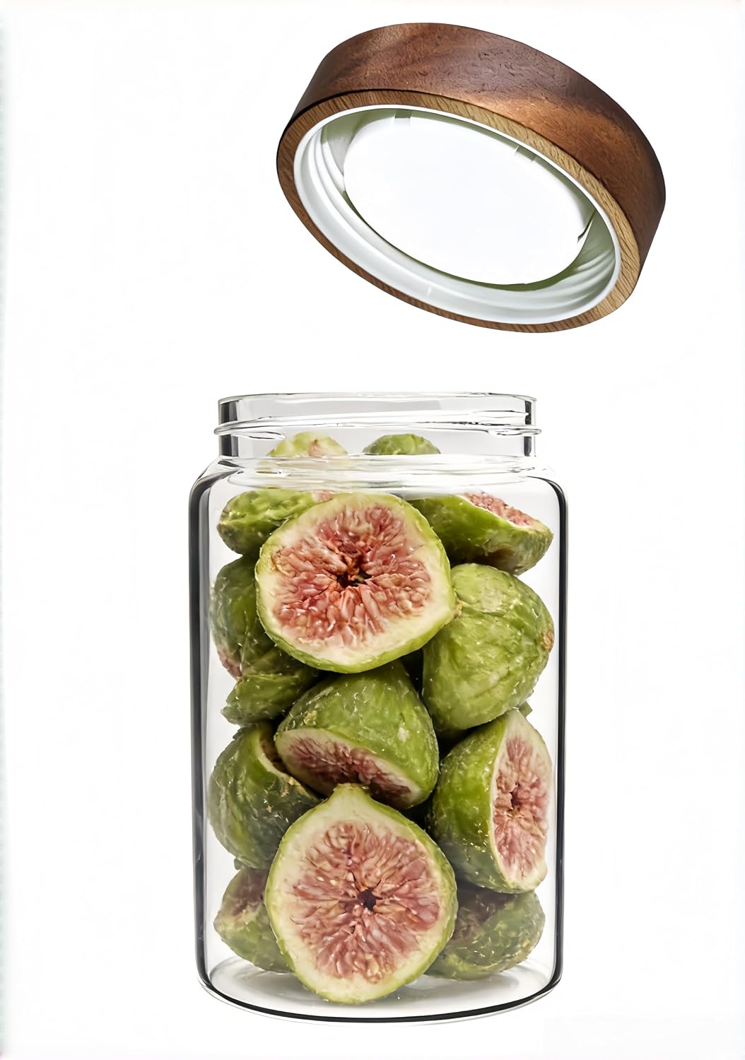 6 pc Glass Spice jars Glass Jars with Screw Lid 5 oz Acacia Wood Glass Herb Sugar Coffee Bean Ground Container Food Storage Canister for Candy Pantry Tea Seasoning Meal Prep Snack (6*150ml(5oz))