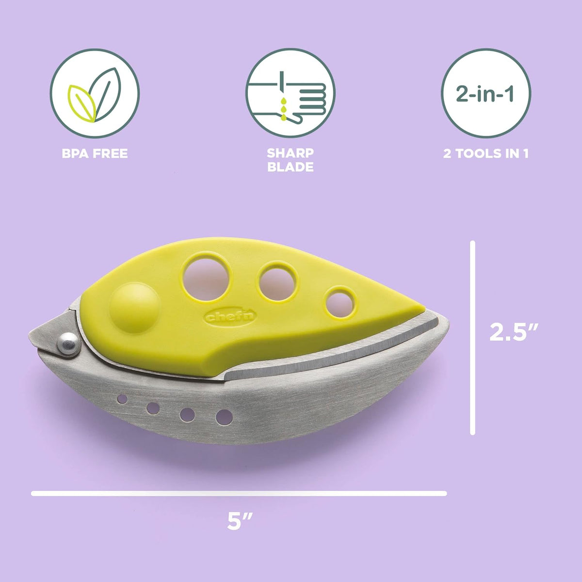 Chef'n LooseLeaf Plus Kitchen Herb Stripper & Chopper, Wasabi/Stainless Steel