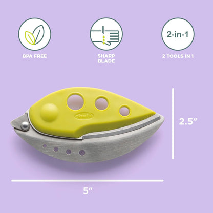 Chef'n LooseLeaf Plus Kitchen Herb Stripper & Chopper, Wasabi/Stainless Steel