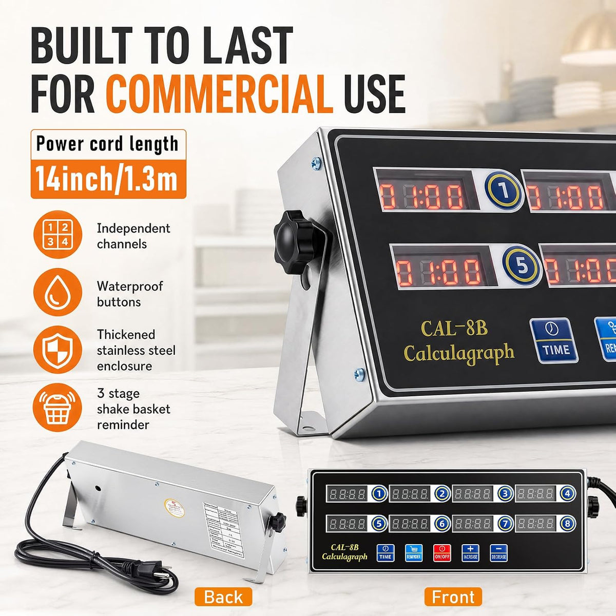 Relaxweex Commercial Digital Kitchen Timer for Cooking, 8 Channel