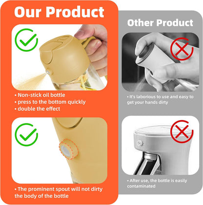 TrendPlain 16oz/470ml Glass Olive Oil Sprayer for Cooking – 2 in 1 Olive Oil Dispenser Bottle for Kitchen Gadgets and Air Fryer Accessories, Salad, BBQ - Black