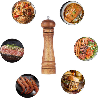 Gulex Wood Pepper Grinder Pepper Mill Adjustable Coarseness 8 Inch Retro