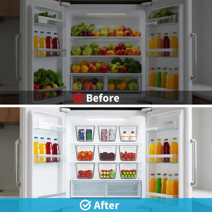Clear Plastic Storage Bins, 4-Pack Stackable Pantry Organizers and Storage Containers for Kitchen, Fridge, Cabinet and Closet Organization - Home Essentials