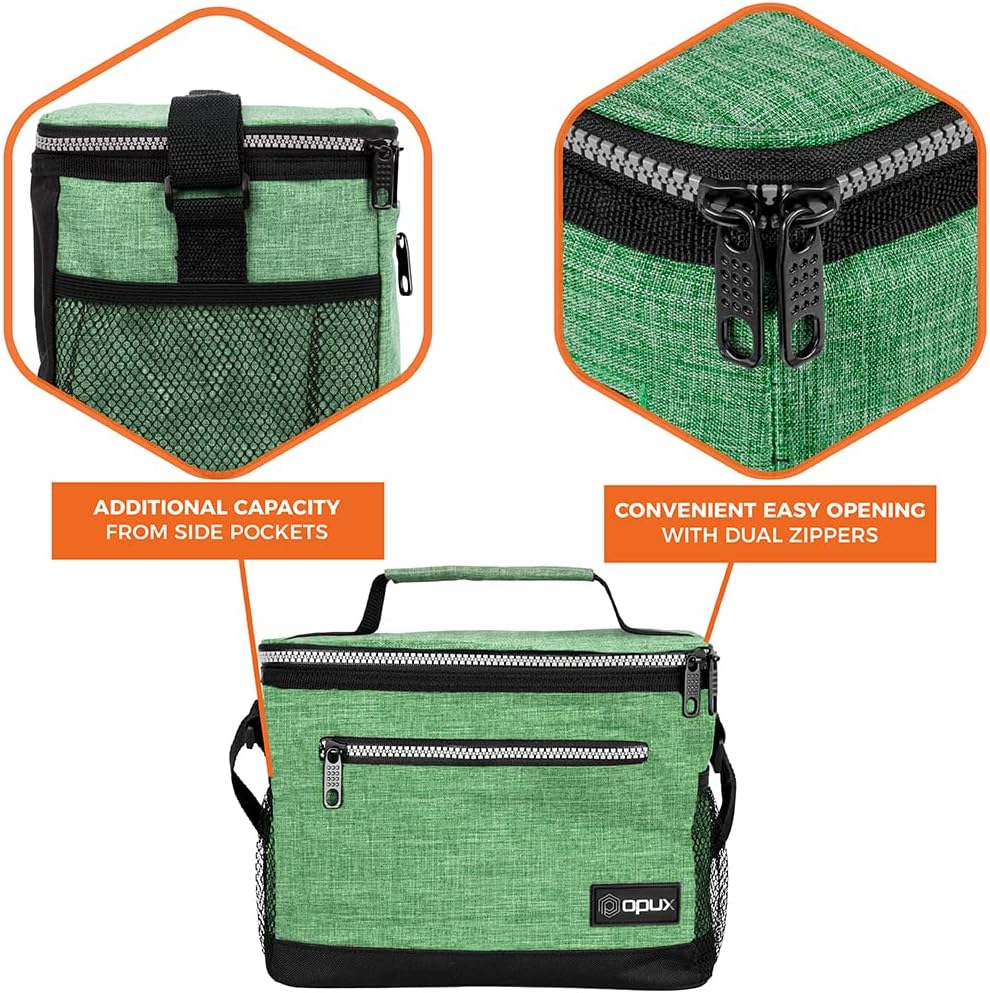 opux Insulated Lunch Box Men Women, Lunch Bag for Work School, Leakproof Soft Cooler Tote Adult, Large Lunch Pail Kids Boys Girls, Picnic Beach Food Bag with Shoulder Strap, Purple Floral