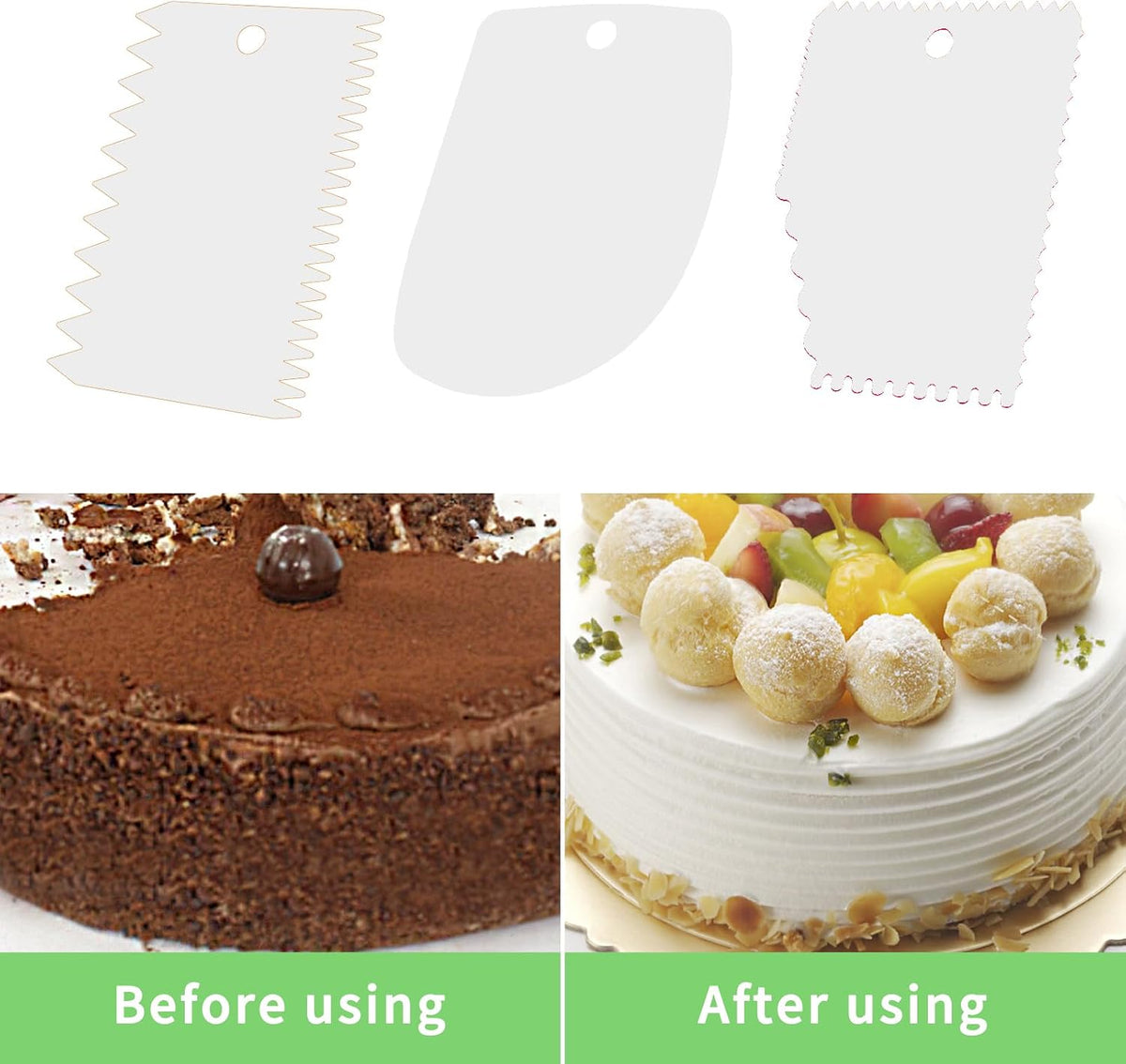 Cake Scraper, 6 Pcs Cake Smoother Scraper, Dough Scraper Blue